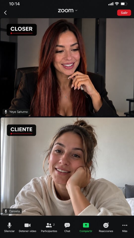 Closer en una videollamada de ventas